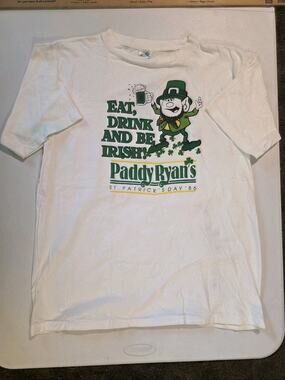 Vtg Paddy Ryan's Eat Drink And Be Irish St Patrick's Day 1986 Shirt XL Made USA